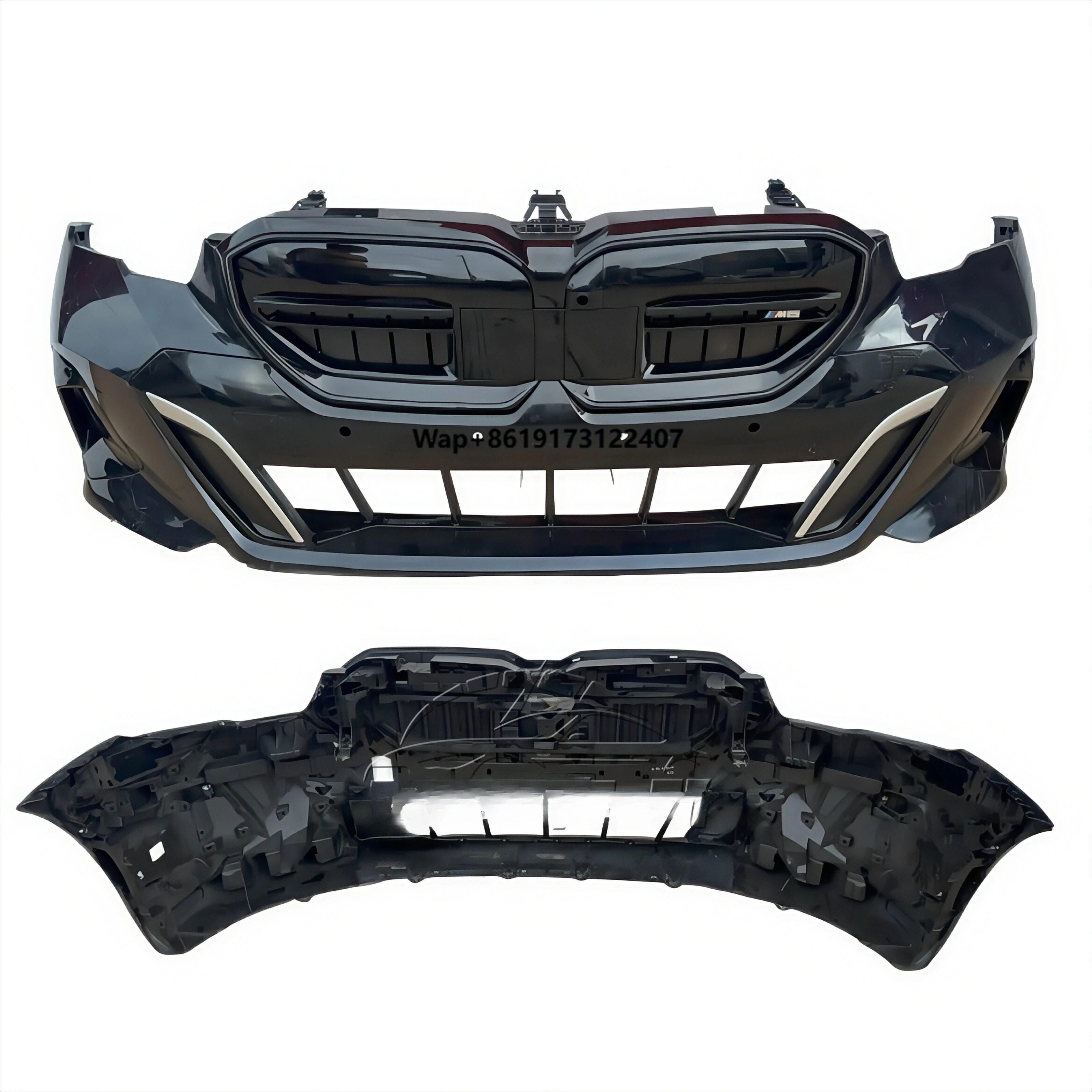 Premium OEM Fitment M-Style Front Bumper Kit 2023-2024 for  5 Series G60 M5/540i 550i High Gloss Black Grill Heat Vent Design